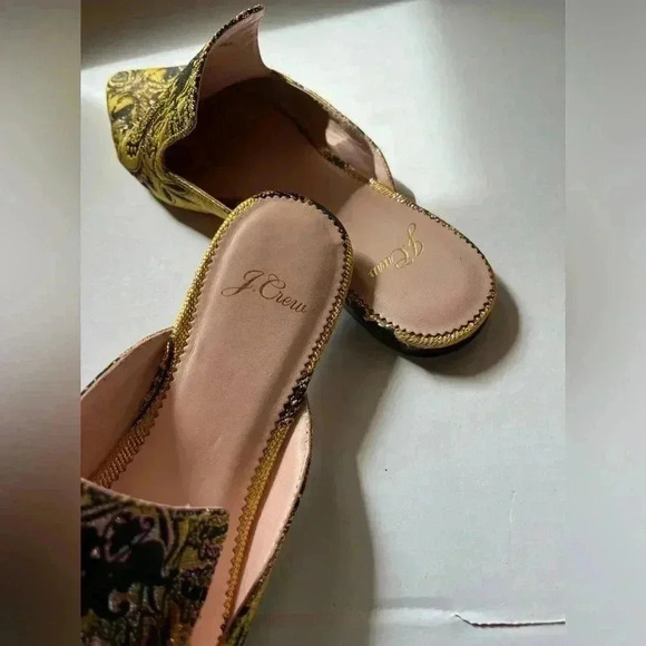 JCrew Pointed Toe Slip-on Slides in Brocade Marigold and Black Size 7 - Picture 4 of 7
